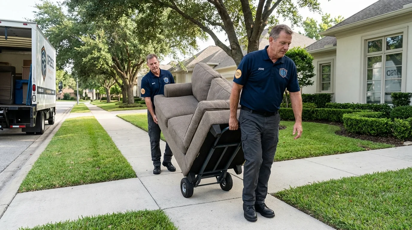 Local residential moving crew loading furniture in Ellsworth, ME